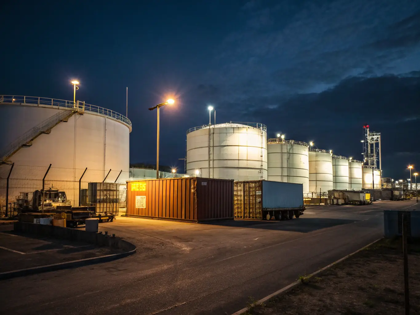 A modern fuel distribution hub in New Jersey, with visible storage tanks and loading bays.
